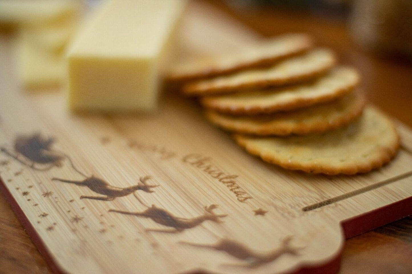 Christmas Wooden Santa Sleigh Cheese Board