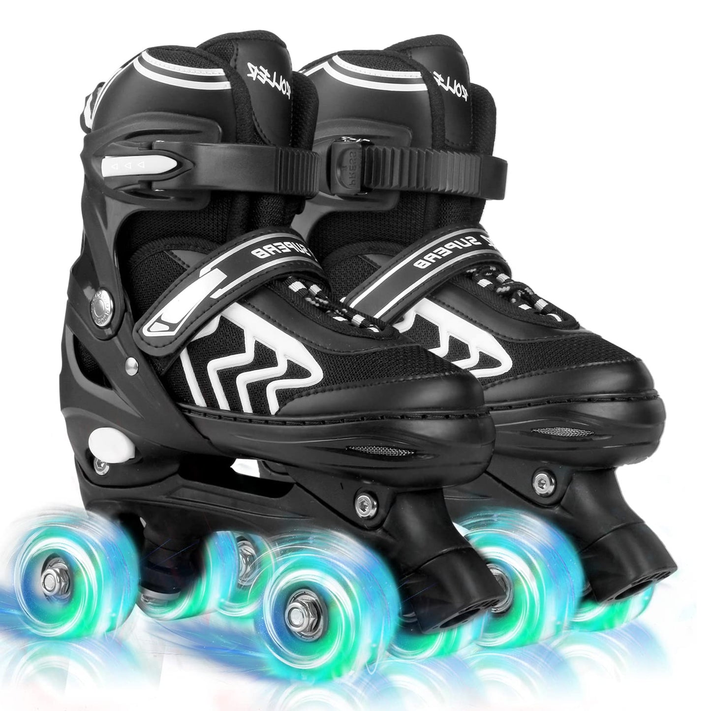 Kids Roller Skates for Boys Girls Children Beginners, 4 Sizes Adjustable Roller Skates for Child Toddler Ages 4-6-12 with 8 Light up Wheels (Large -