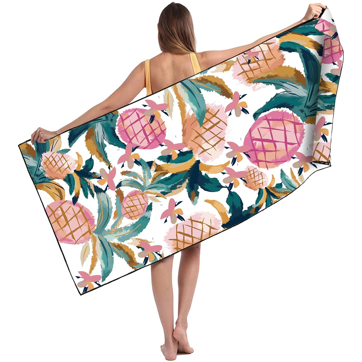 Runmeihe Beach Towel, 71"x32" Double Sided Oversized Microfiber Beach Towel for Adult, Lightweight Extra Large Quick Drying Towel for Swimming Sports