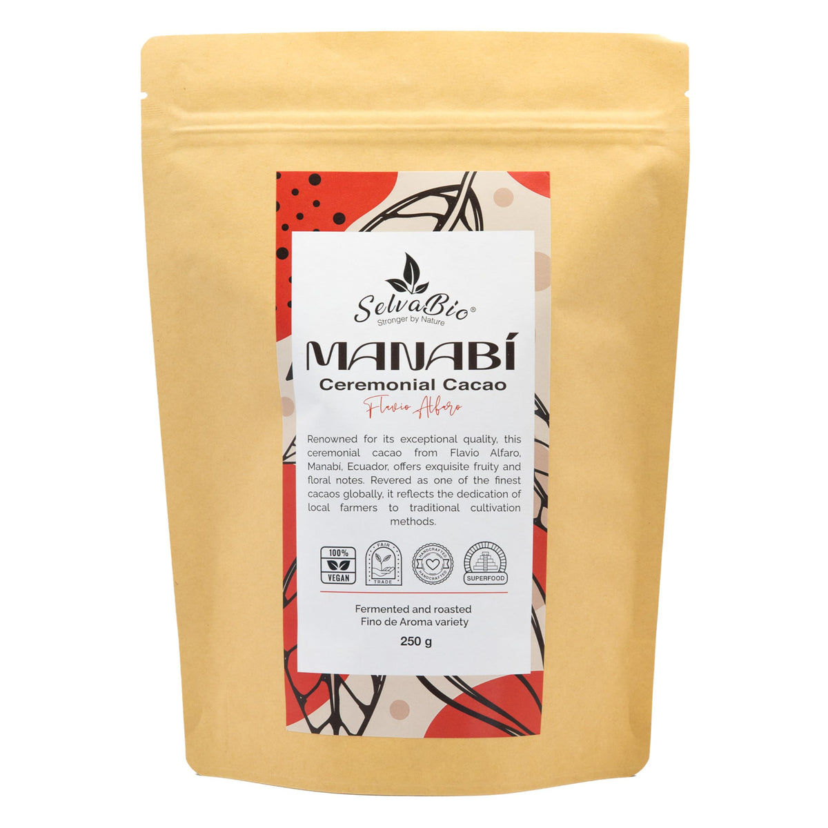 SelvaBio Manab? Ceremonial Cacao Chunks, Fino de Aroma from Flavio Alfaro, Ecuador, Fermented and Roasted, Wild Harvested by Small Farmers, 250 g