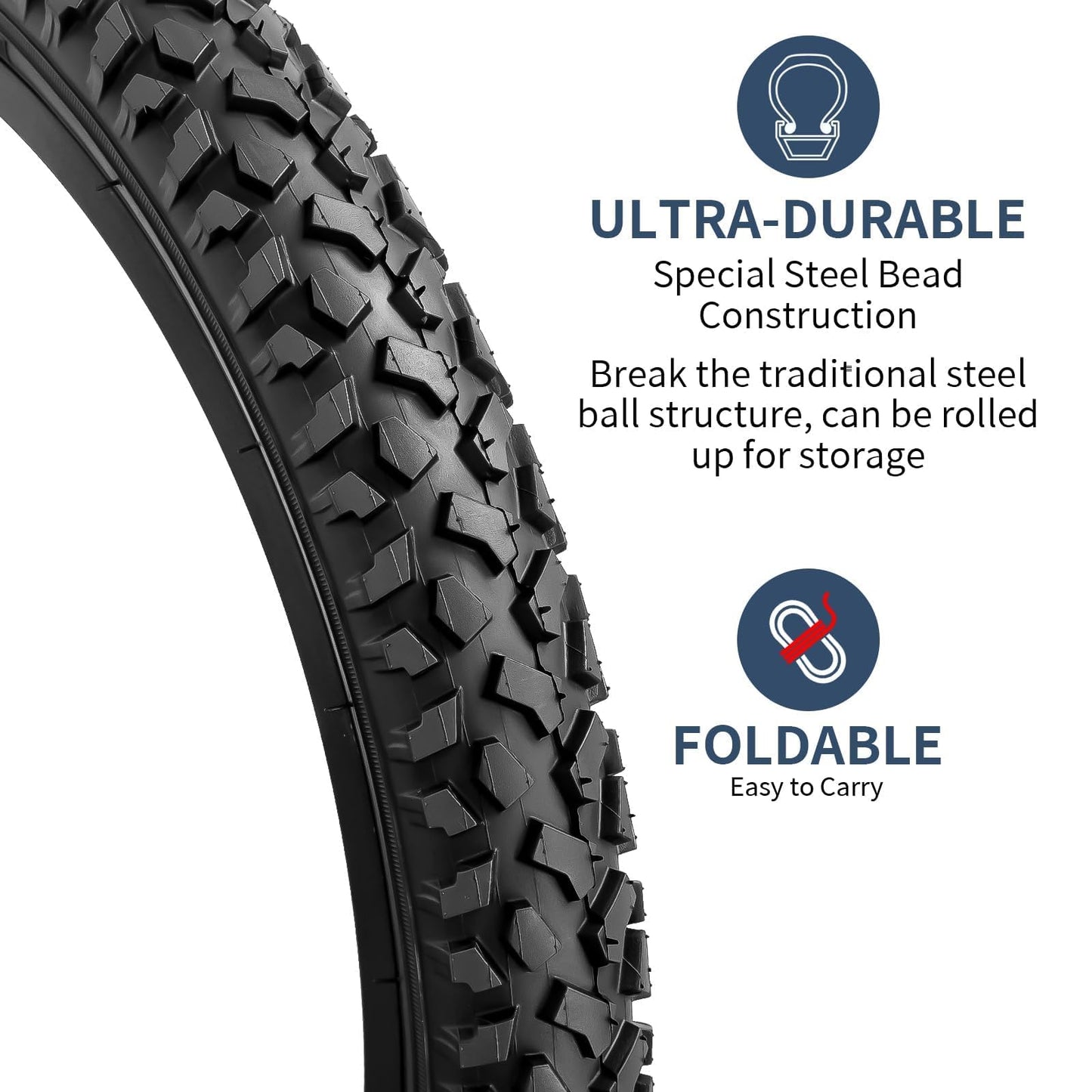 YunSCM 2-Pack 20" 60TPI Bike Tyres 20x2.125 and 20" Bike Tubes AV32mm Schrader Valve Compatible with 20x2.10 20x2.125 57-406 20x2.20 Mountain Bike