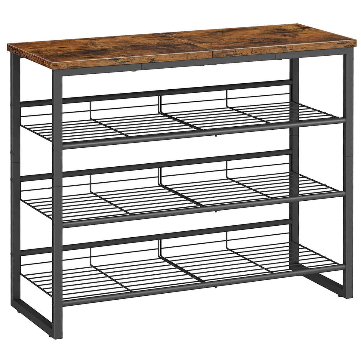 HOOBRO Shoe Rack, 4-Tier Shoe Organizer, Shoe Storage Shelves for 12-16 Pairs, Adjustable Metal Shelf, 75 x 29 x 59 cm, Industrial Shoe Rack for