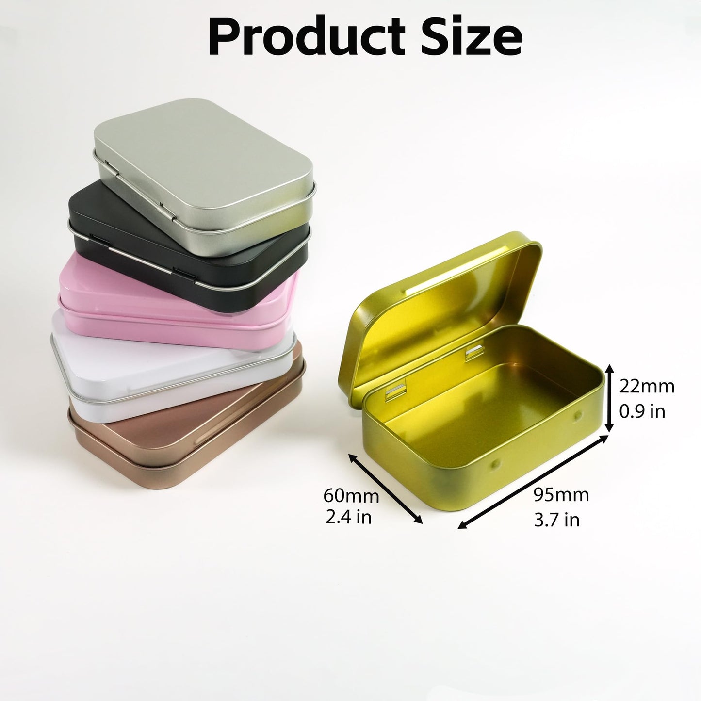 LJY Black Hinged Metal Tins, 20 Pack, 3.7 x 2.4 x 0.9 in