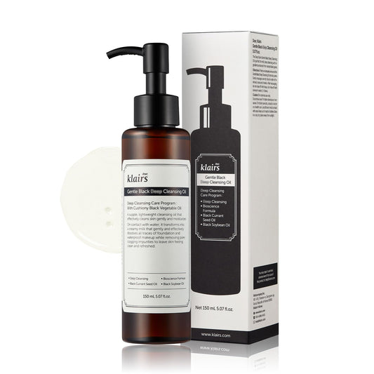 DearKlairs Gentle Black Deep Cleansing Oil, Makeup Cleansing Oil Cleanser, 150ml, 5.07oz, Daily Face Wash Remover, No Clogging Pores, Hydrating, All