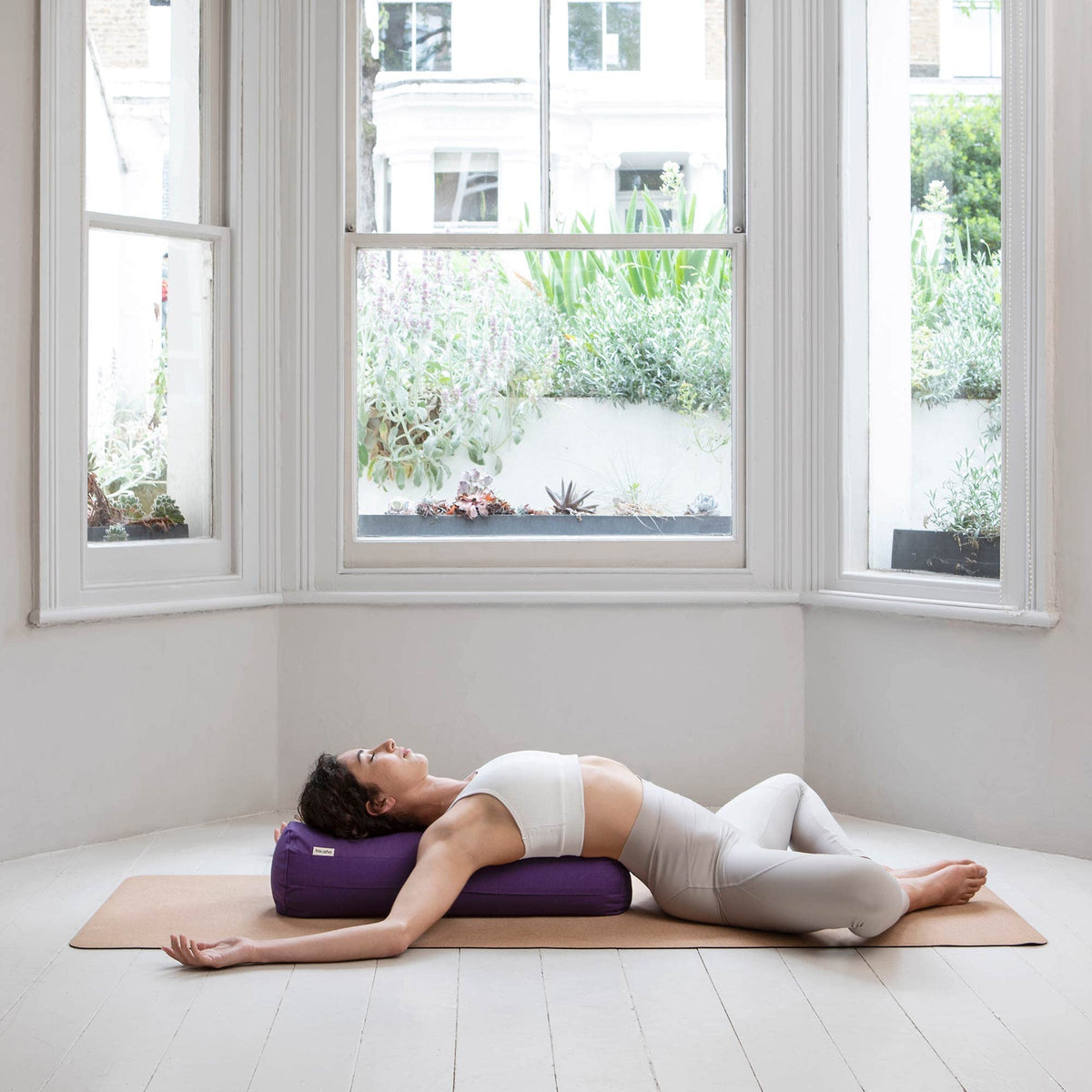 basaho Yoga Bolster | Organic Cotton | Buckwheat Hulls | Removable Washable Cover (Zen Black)