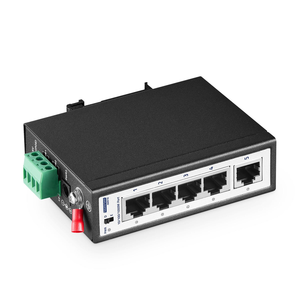YuLinca 5 Port Mini Gigabit Industrial DIN-Rail Switch, 4 x 100/1000Mbps Ports,1 Gigabit Uplink, Din Rail & Wall Mount Included, Unmanaged IP30