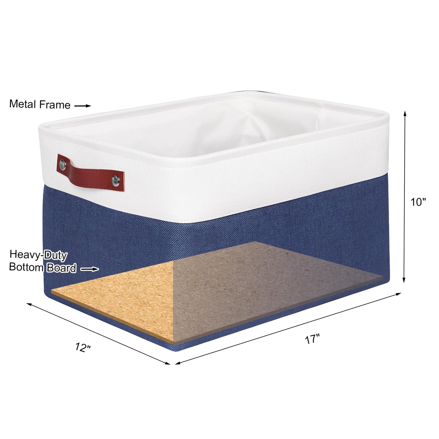 Syeeiex Large Storage Baskets for Shelves with Leather Handle,