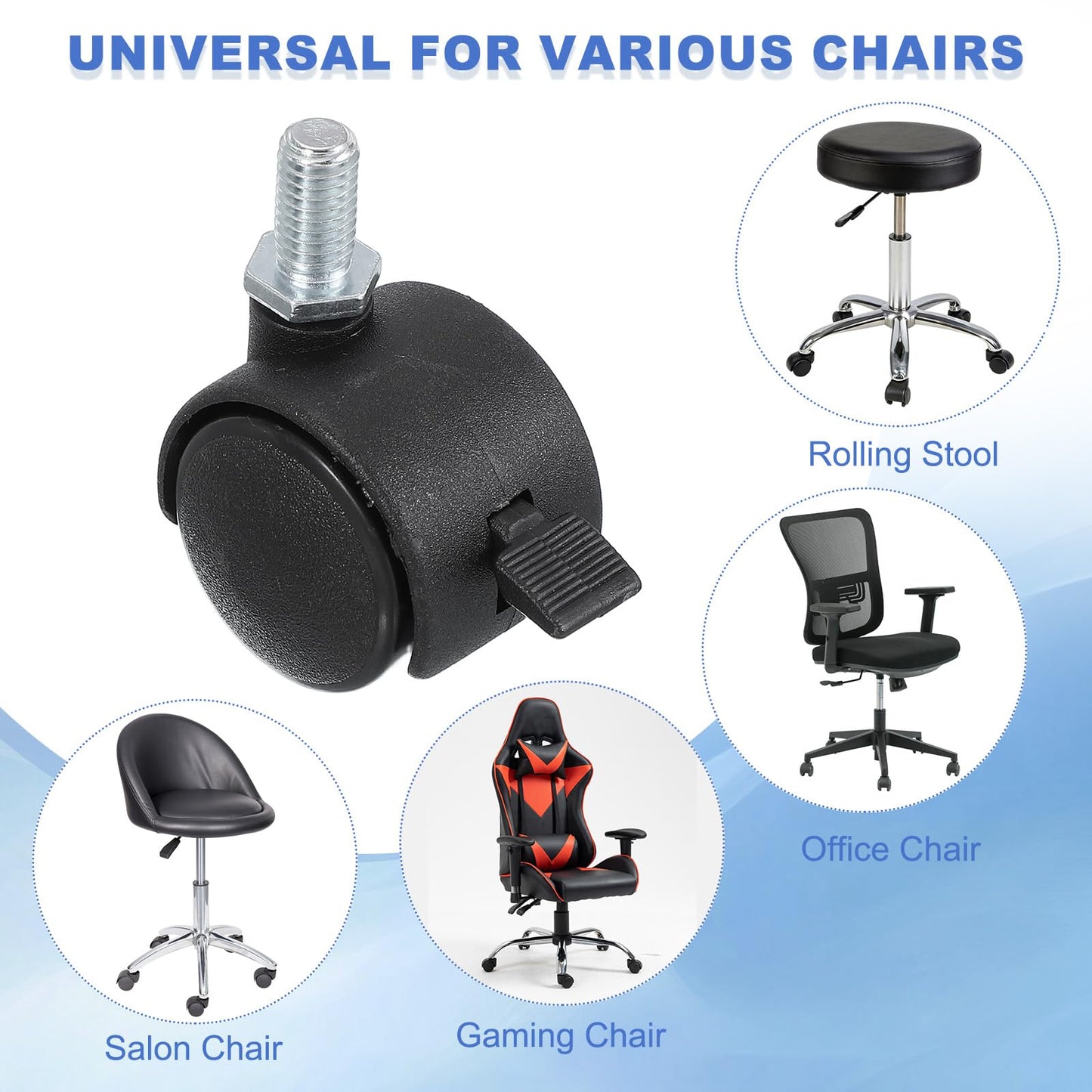 PATIKIL Office Chair Wheels Replacement 1", 5 Pcs Nylon Heavy Duty Office Furniture Casters Wheels with Wrench Universal Wheel for Hardwood Floor