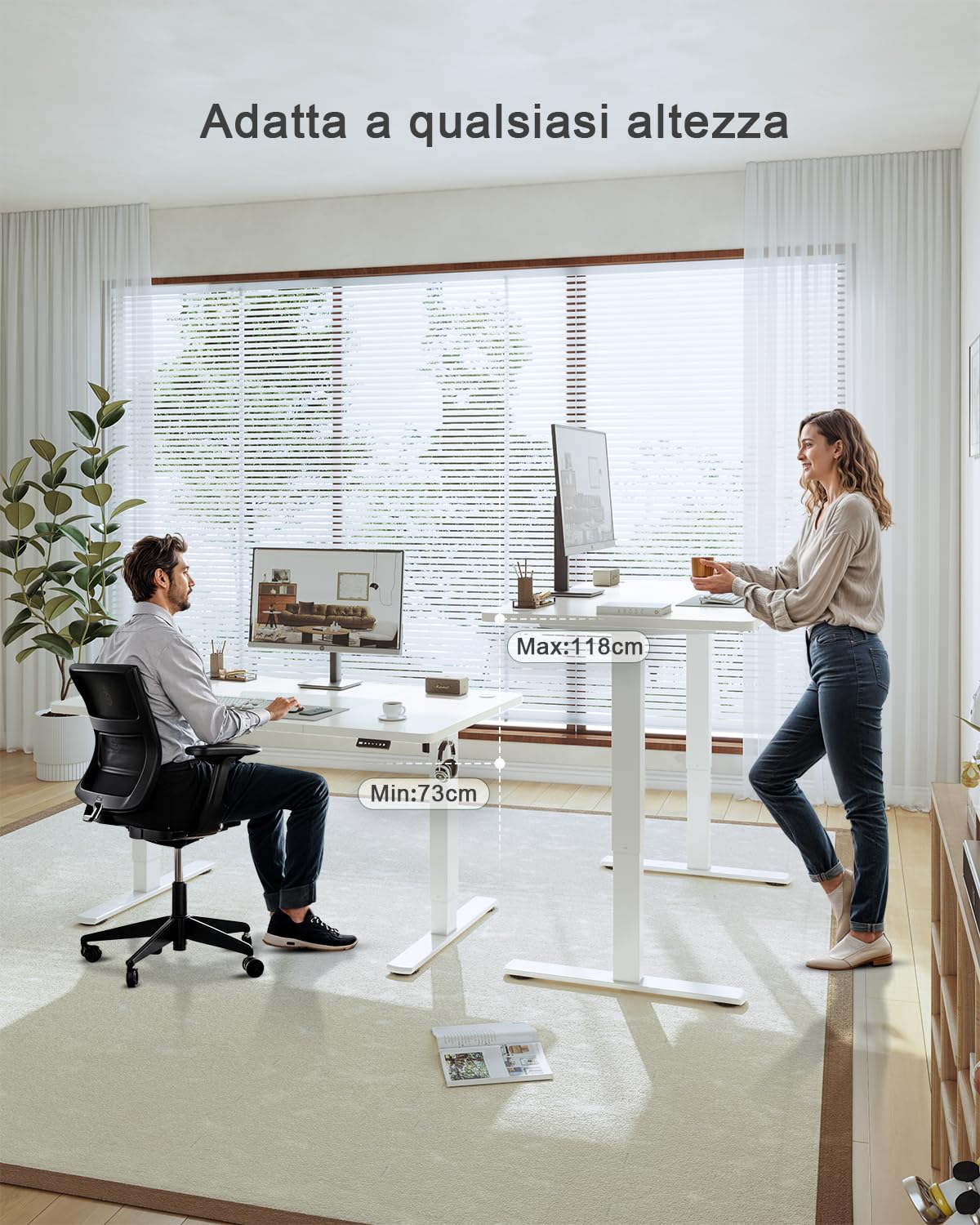 JUMMICO 120x60cm Electric Standing Desk with USB Charging Height Adjustable Desk with Sedentary Reminder Stand Up Desk with Splice Board for Home