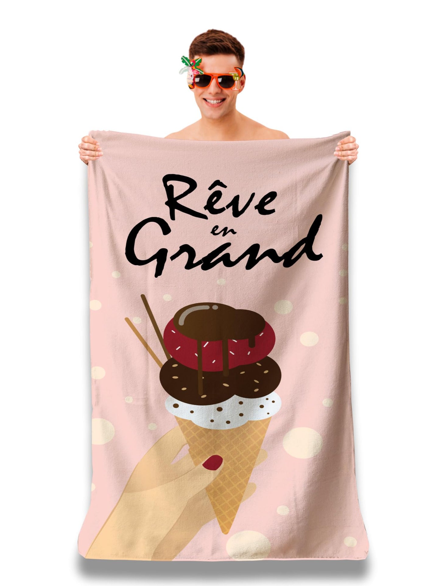 Personalised Microfibre Beach Towel with Positive Message, Beach Towel 160 x 80 cm, Ultra Absorbent, Quick Dry, Light and Compact. Gift Idea for