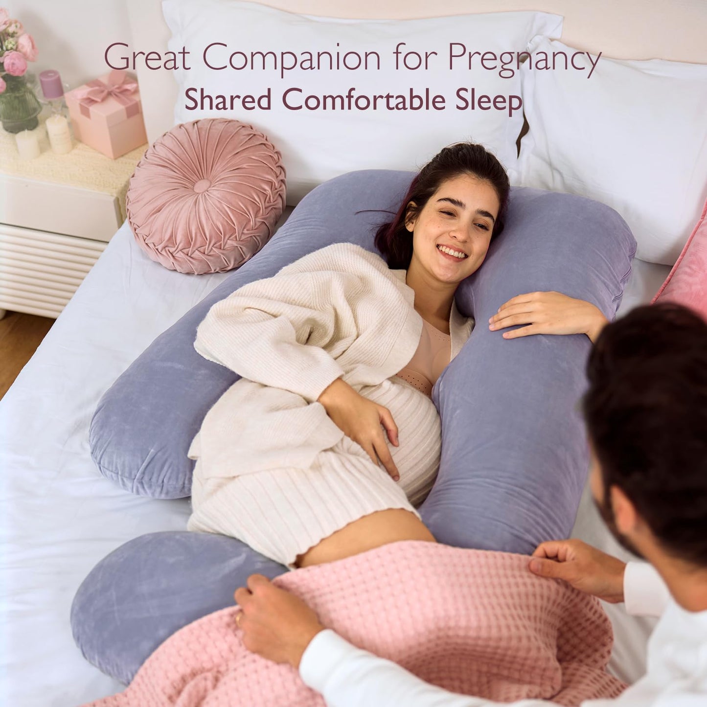 momcozy Pregnancy Pillows for Sleeping, U Shaped Full Body Maternity Pillow with Removable Cover - Support for Back, Legs, Belly, HIPS for Pregnant