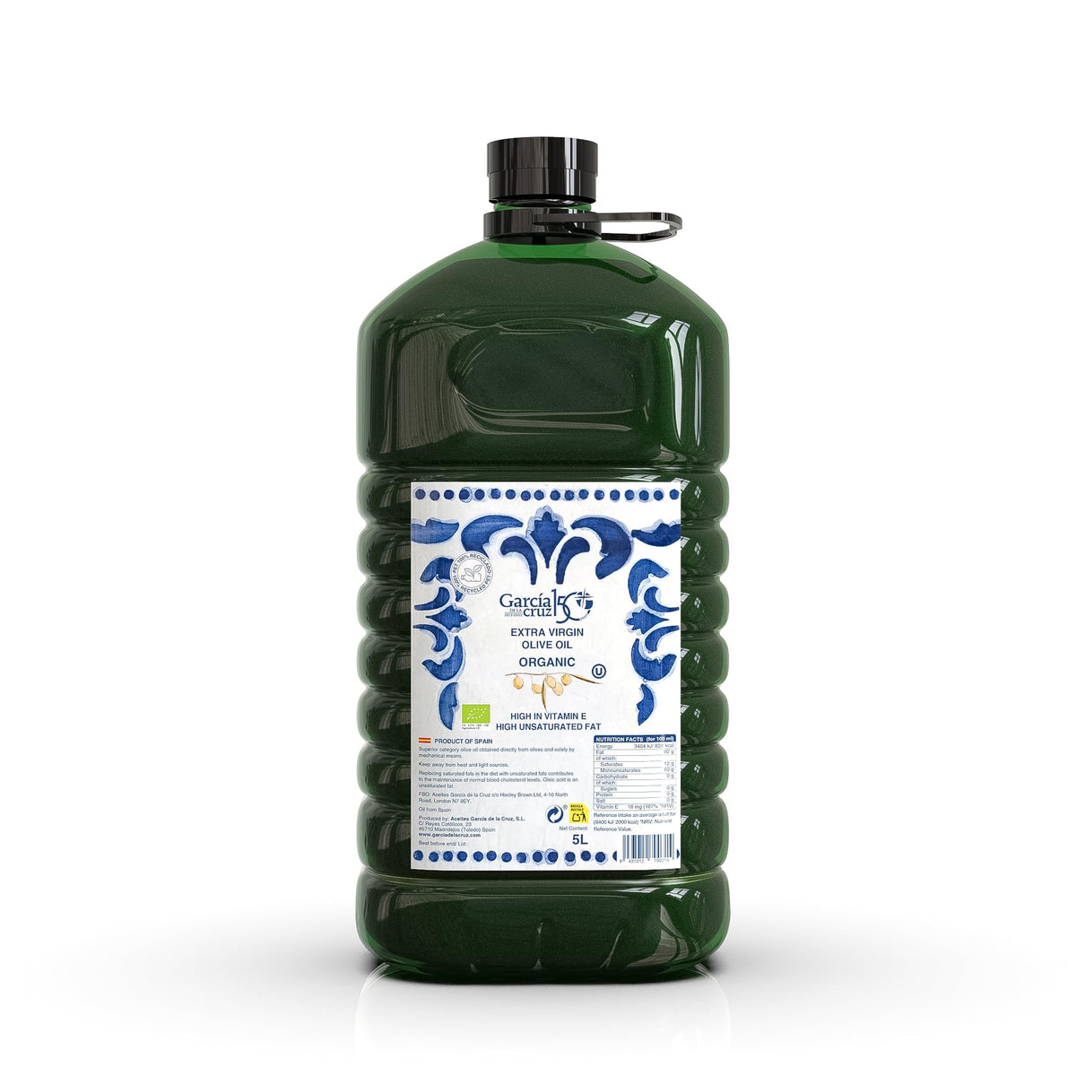 GARC?A DE LA CRUZ - Organic Extra Virgin Olive Oil, Olive Oil for Cooking, Olive Variety, Sourced in Spain, Montes de Toledo, Recycled PET Container,