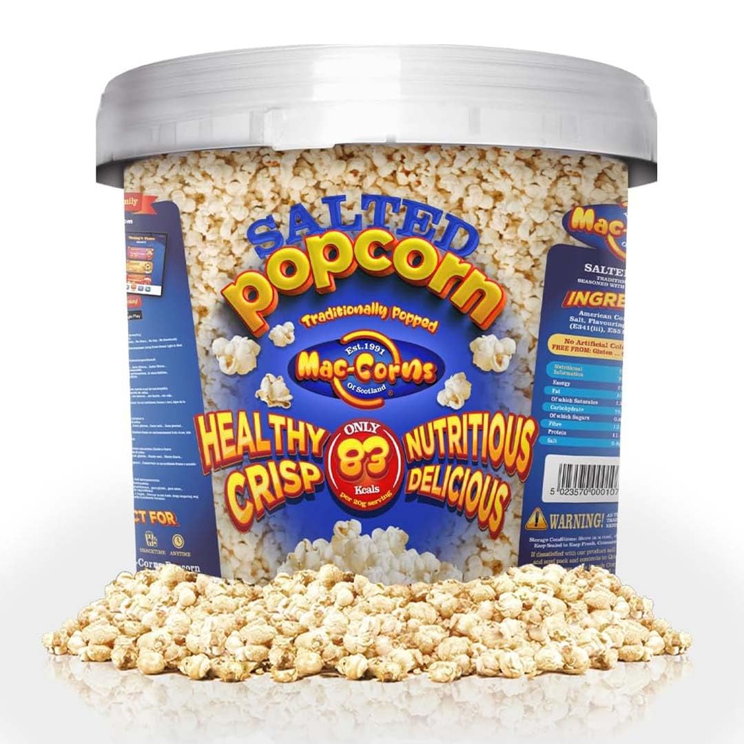 MacCorns - Traditional Salted Popcorn - Sharing Bucket - Serves 12 Portions
