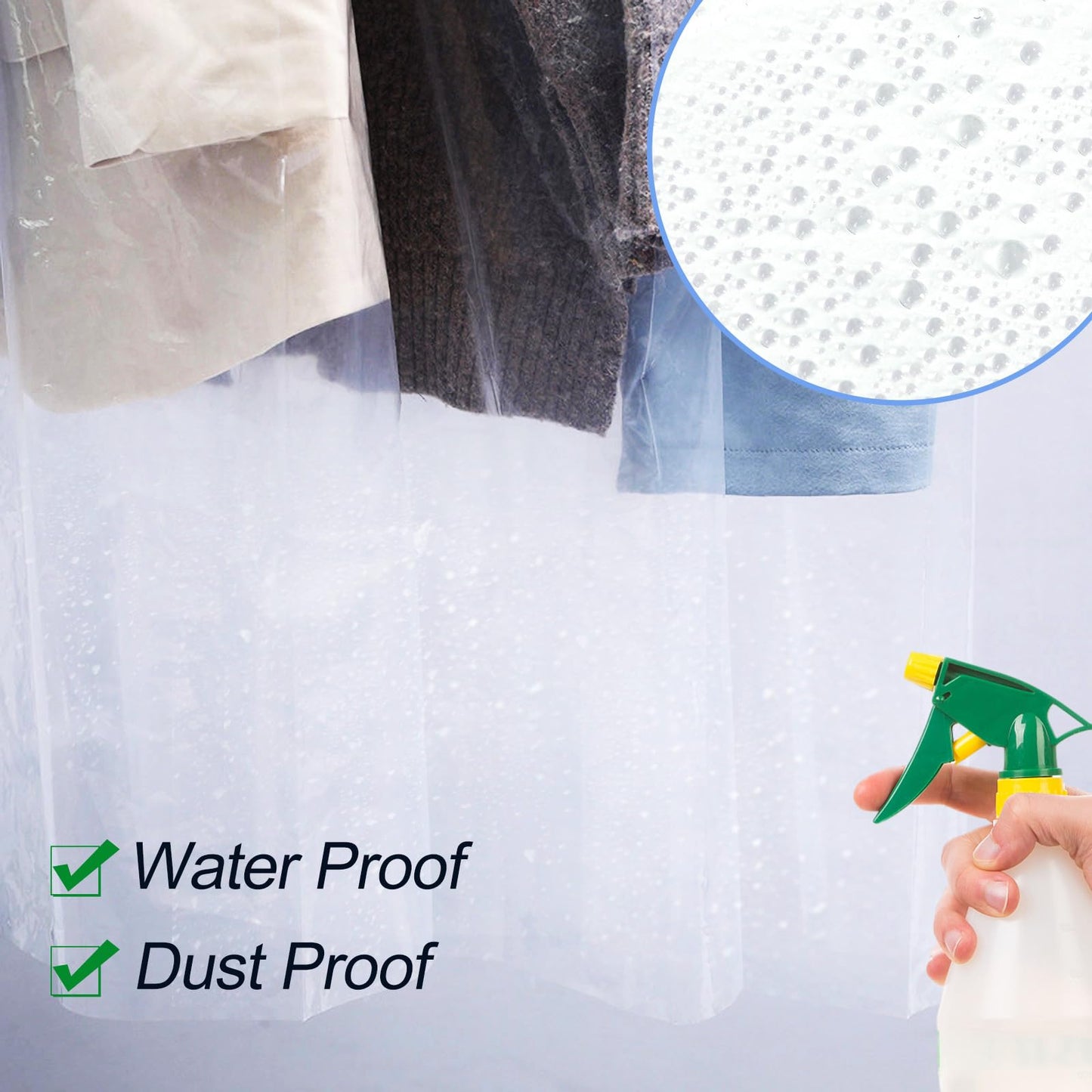 100 Pack Plastic Clothing Bags, Dustproof Clothing Protective Cover