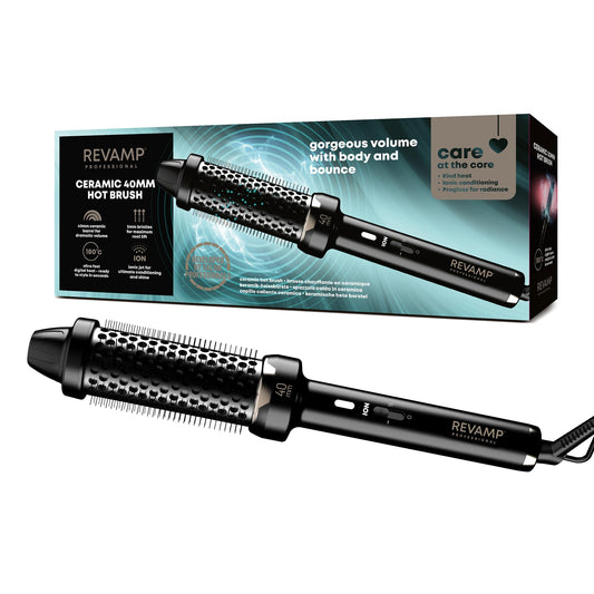 REVAMP Big Hot Brush-Round Thermal Brush Styler for Volume, Smoothness, Shine, Ultra Fast Heat, Nourishing Super Smooth Oils, Ergonomic Design, Ionic