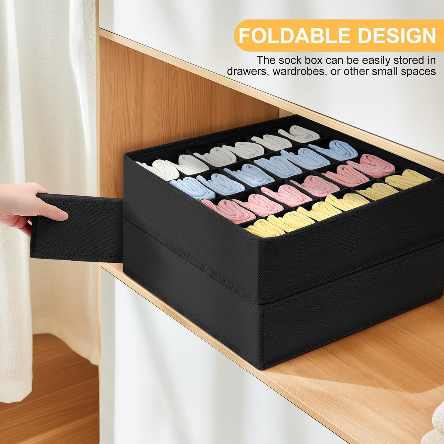 DIMJ Sock Drawer Organiser Dividers - 24 Cell Wardrobe Organiser, Set of 2