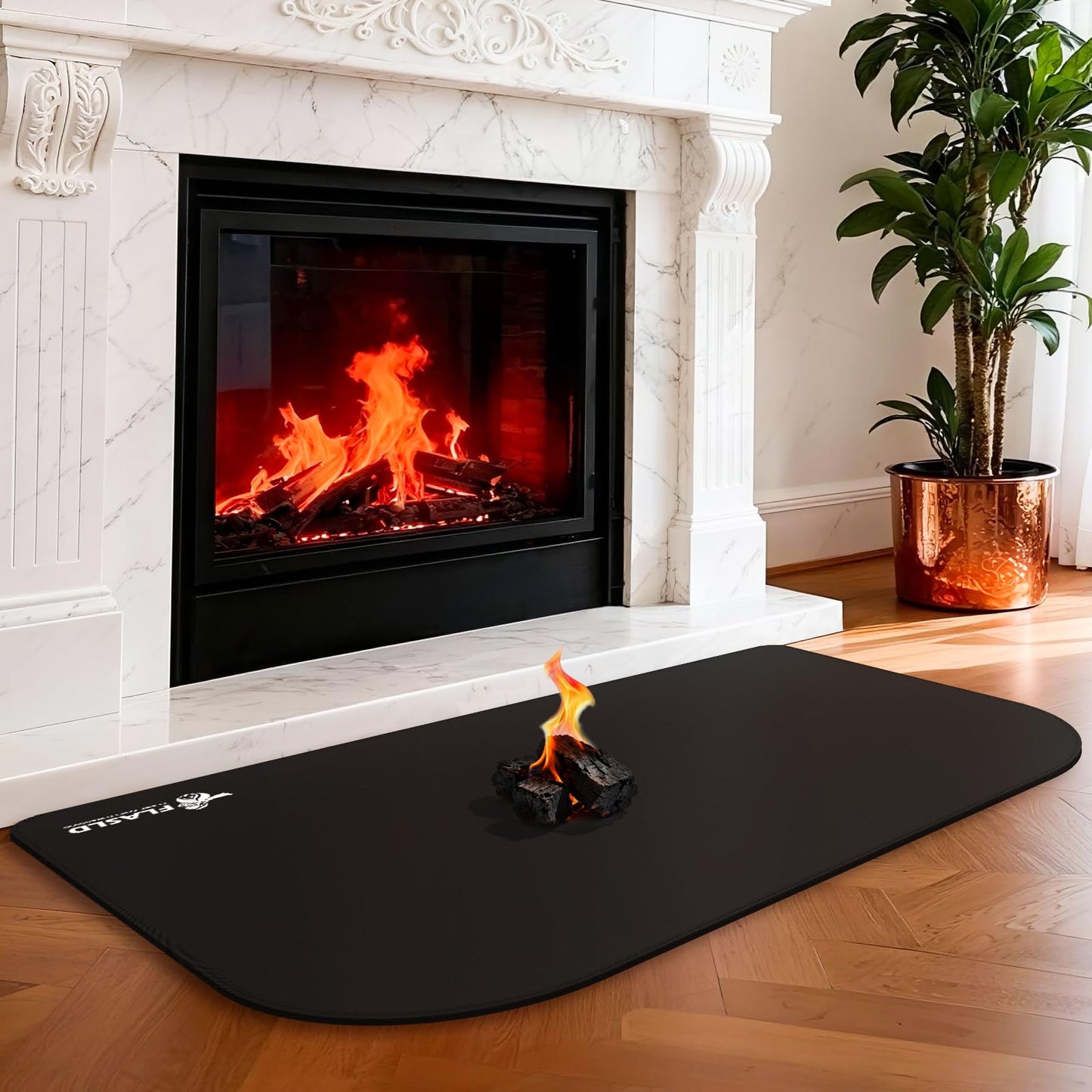 FLASLD Fireproof Indoor Fireplace Mat, Outdoor Flame-Resistant Pad Fiberglass Rug for Hearth and Chiminea, Ember Protection Mat for Fireplace Stove