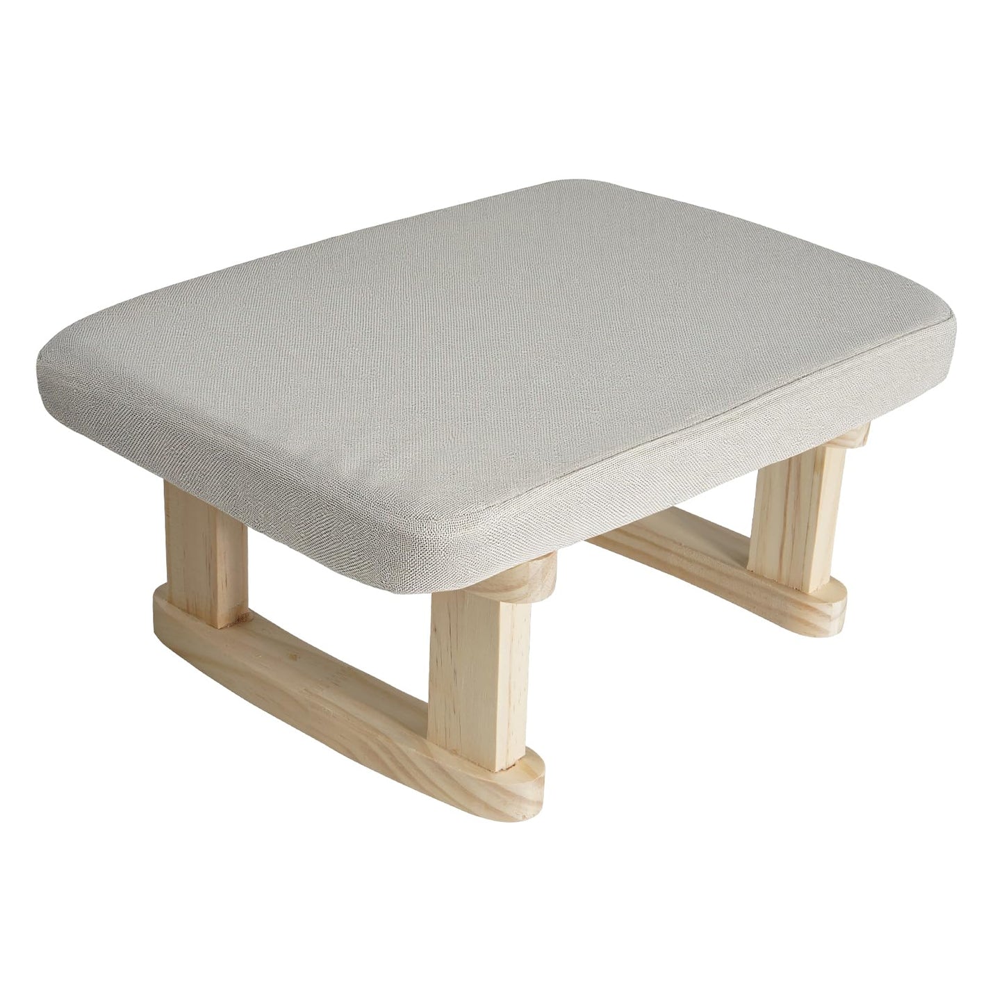 Margolongte Foot Stool, Pouffe Footstool with Removable Cover, Linen Fabric Small Footstool with Cushion