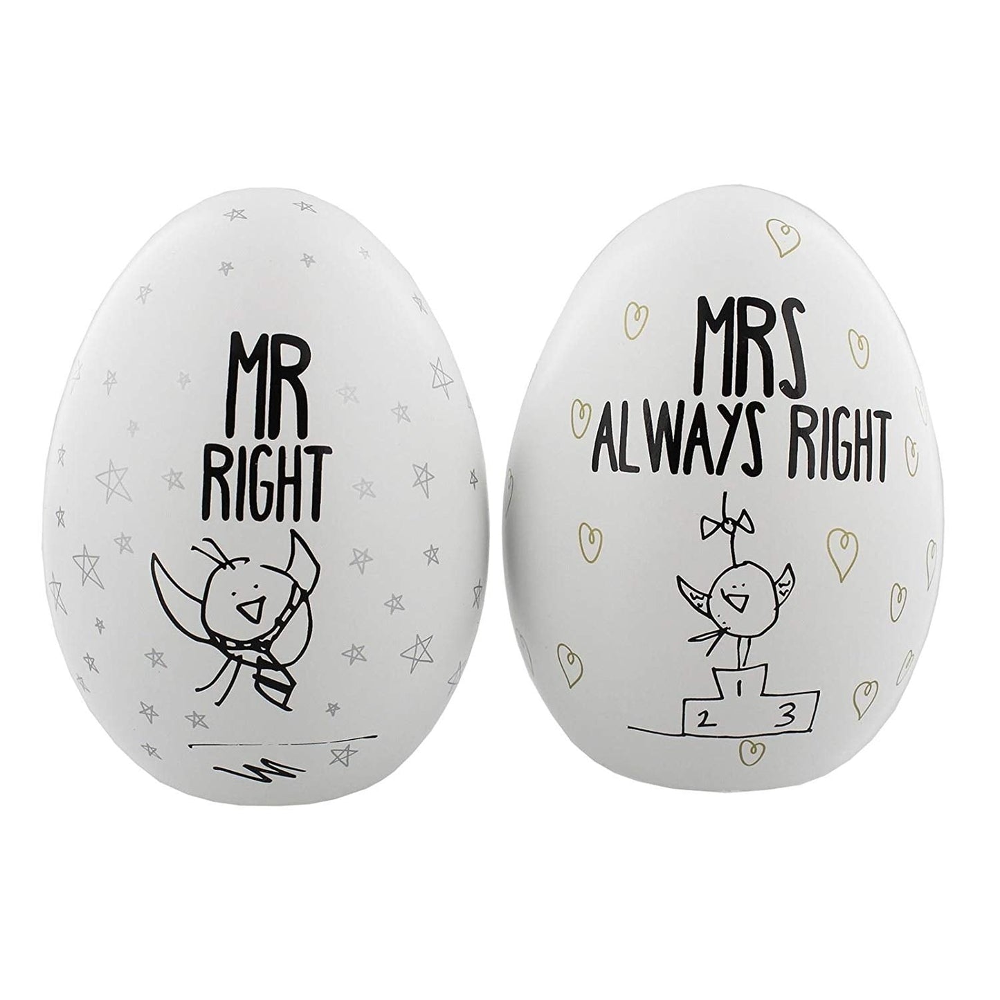 Eggcellent Pair Nest Eggs Mr Right and Mrs Always Right