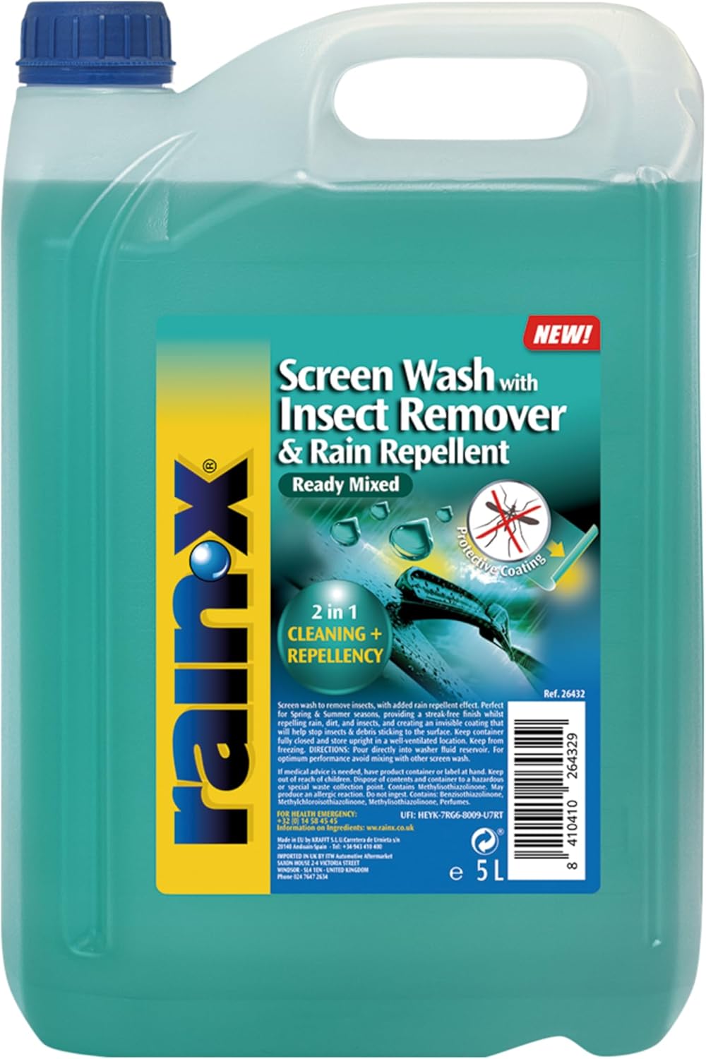Rain-X RTU Screenwash 5L, New but dented, scruffy bottle