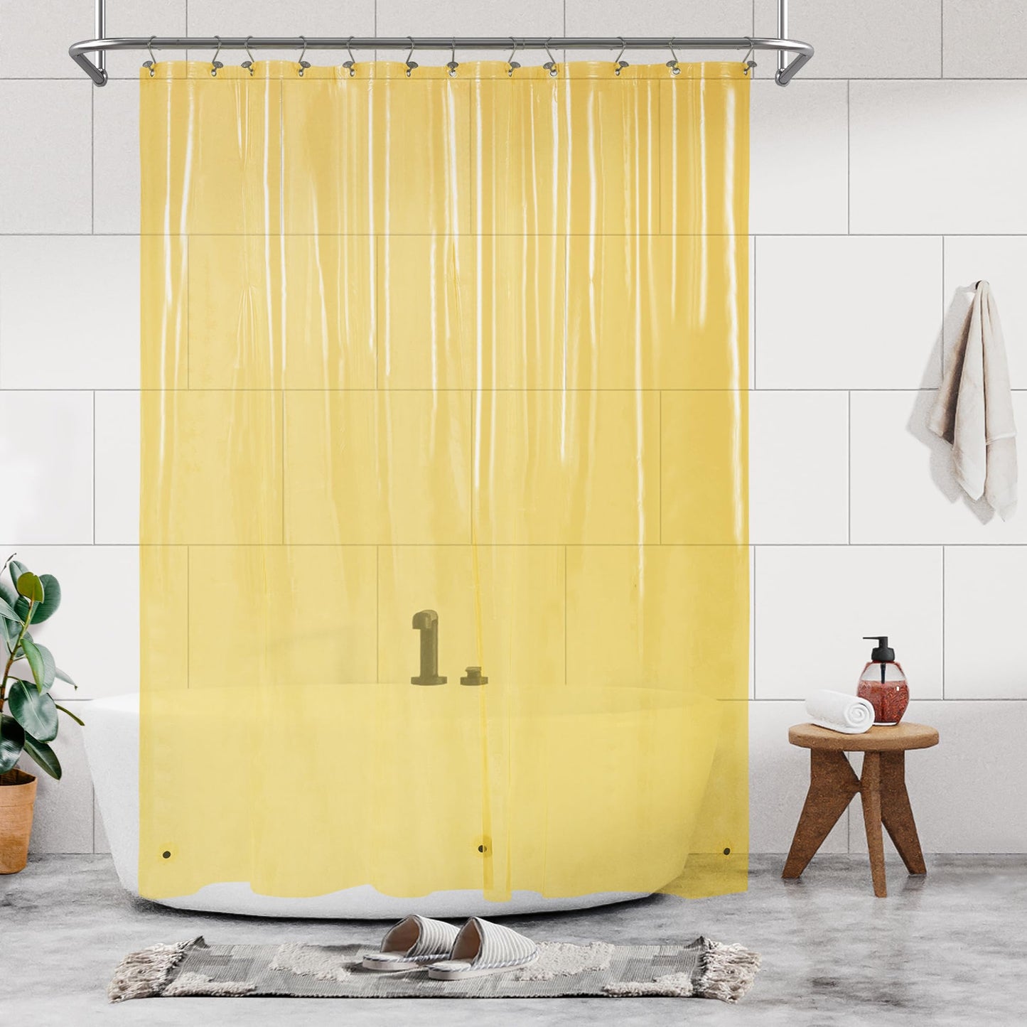 Barossa Design Shower Curtain Liner, PEVA Shower Liner 3 Magnets and Metal Grommets, Standard Size Lightweight Waterproof Curtains for Bathroom,