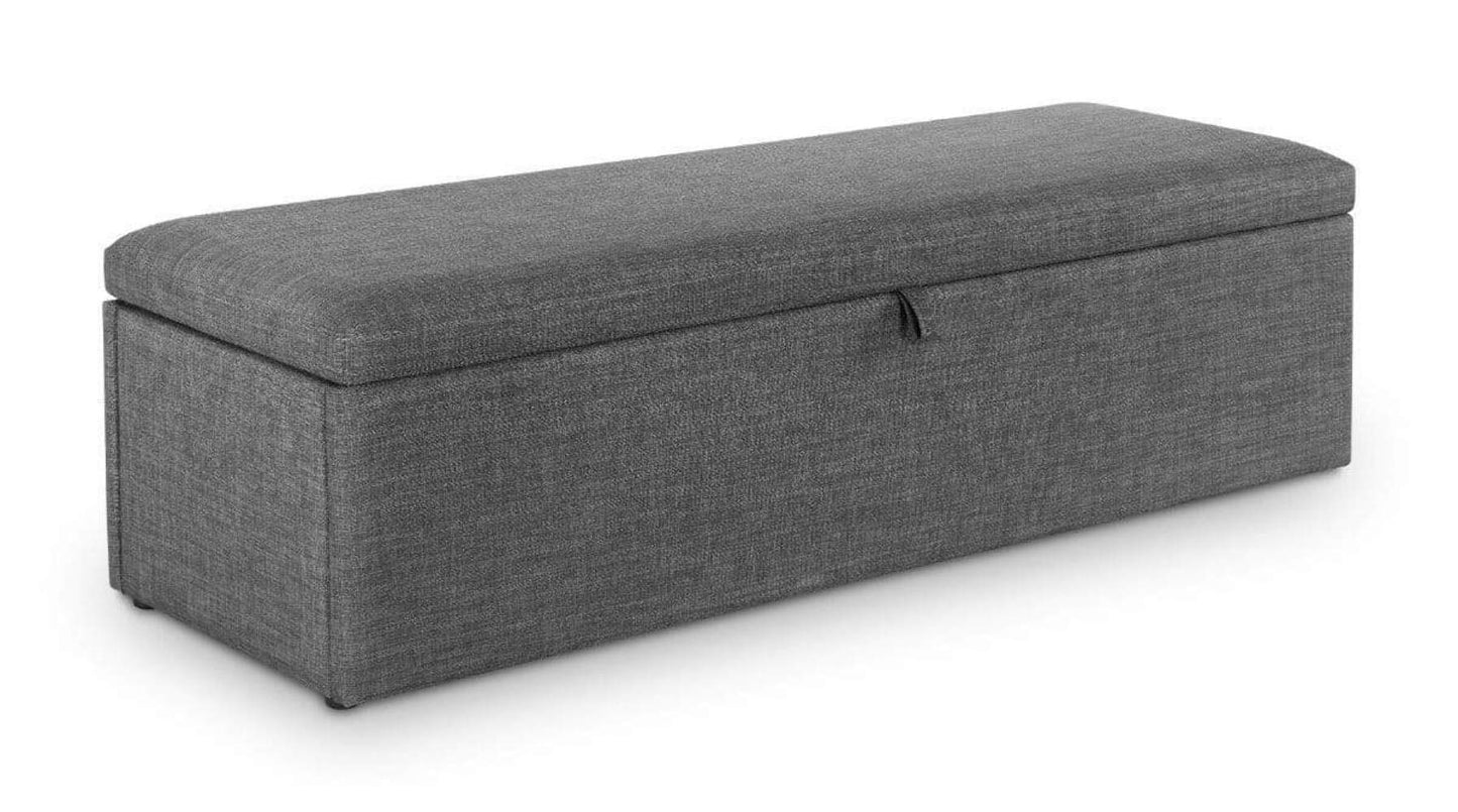 Julian Bowen Sorrento Storage Ottoman, Upholstered Grey - H41 x W140cm