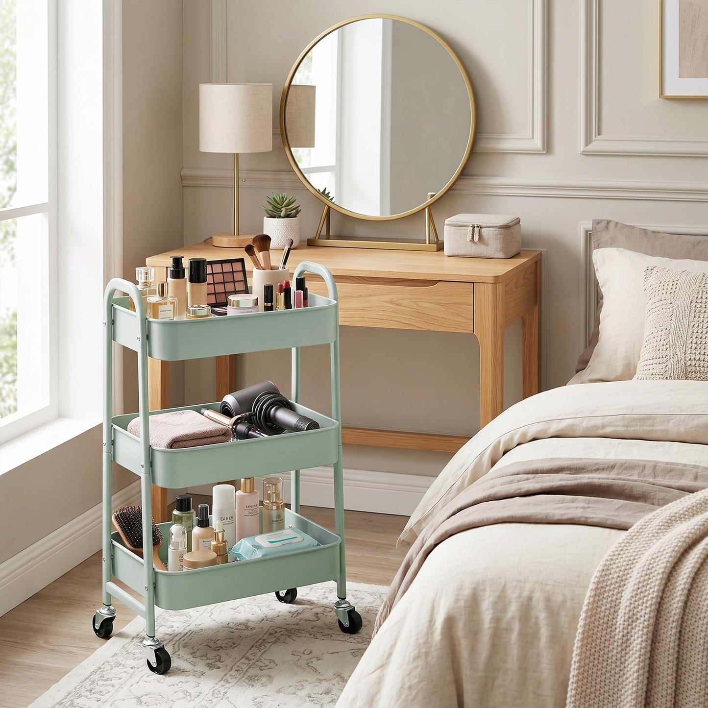 DOEWORKS Metal Storage Trolley on Wheels Kitchen Trolley Craft Trolleys