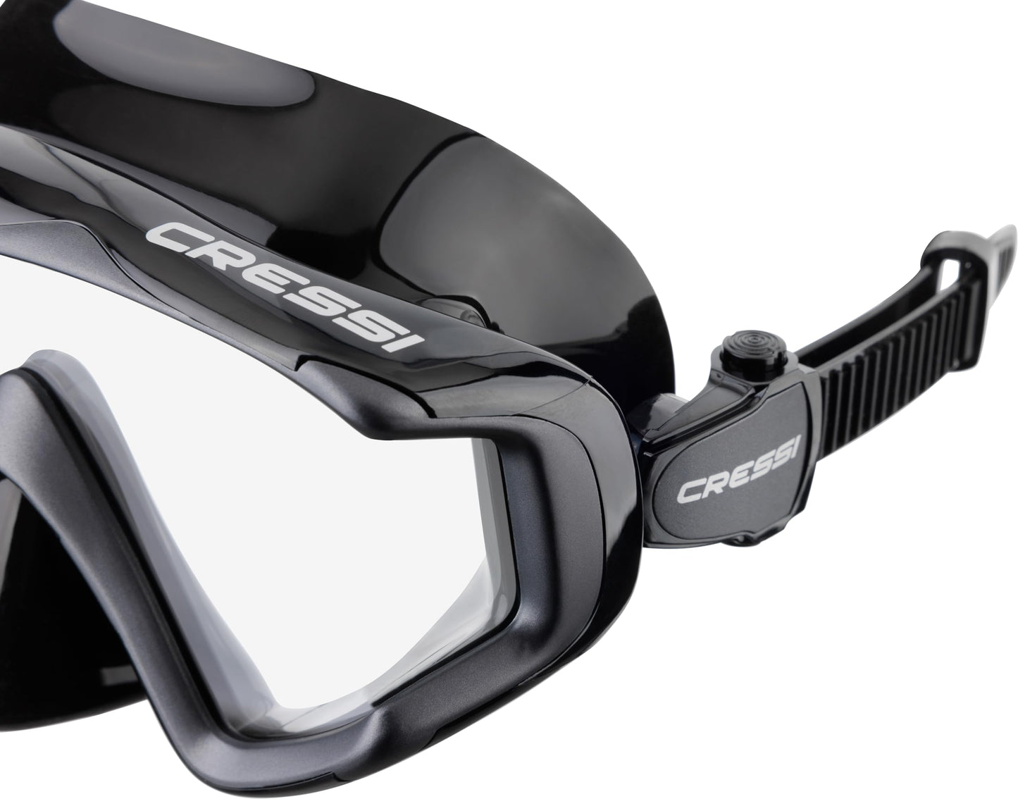 CRESSI Liberty Triside Mask - Panoramic 3 Glass Mask for Diving and Snorkelling, Black/Graphite, One Size, Unisex Adult