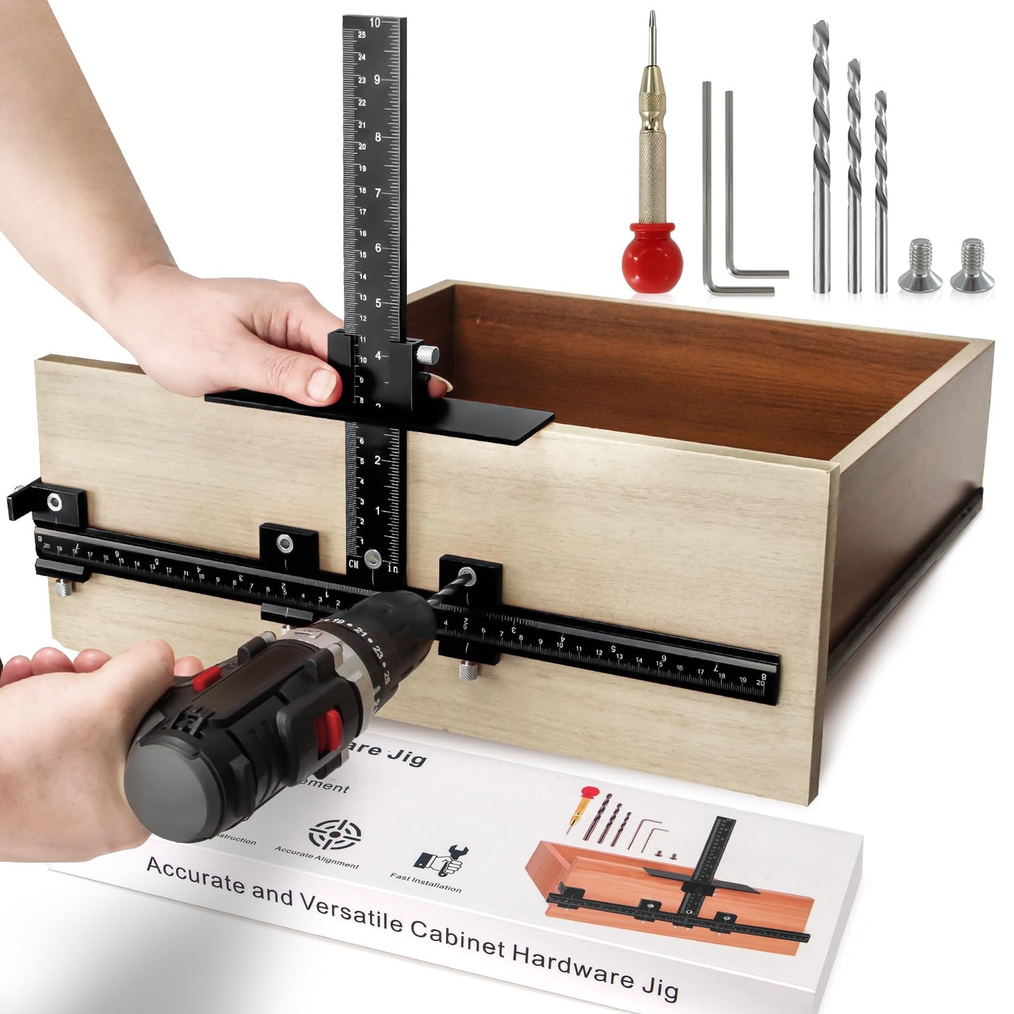 Cabinet Hardware Jig,Kitchen Cabinet Door Handle Jig,Cabinet Jig for Handles and Pulls Aluminum Alloy,Adjustable Drill Guide Kitchen Cabinet Handle