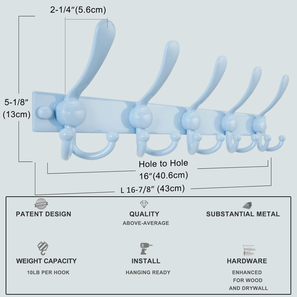 Dseap Coat Rack Wall Mount, Heavy Duty 2.5mm Base vs Flimsy 1mm, Double-Thick Solid Anti-Snap Hooks