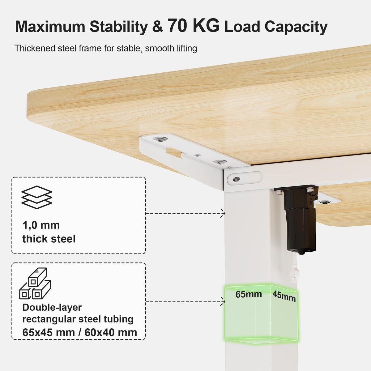 JUMMICO Electric Standing Desk 100x60cm – Height Adjustable with USB Charging, Sedentary Reminder, Memory Heights for Home Office Use, Beige