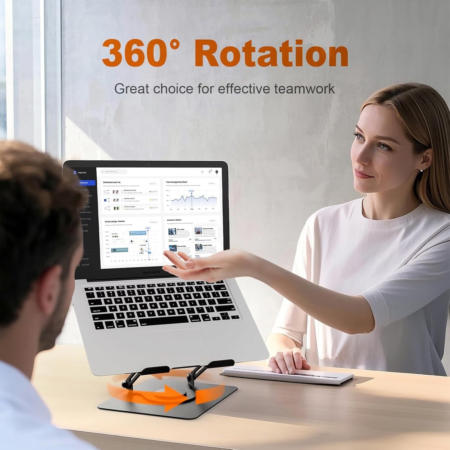 GRIFEMA Laptop Stand for Desk, 360 Swivel Adjustable Height Laptop Stand