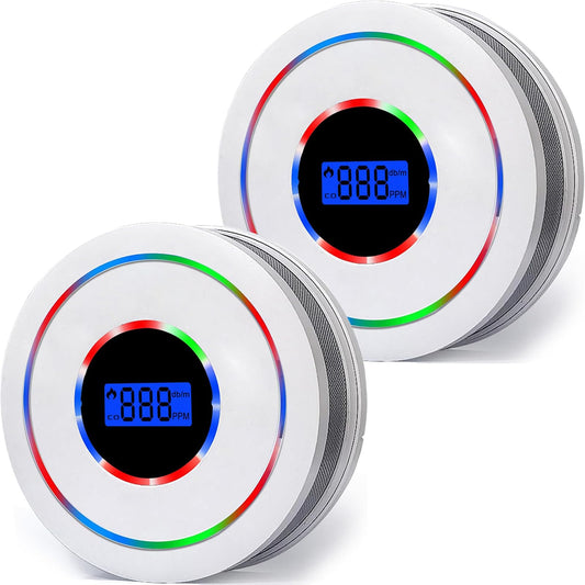2PACK 2-in 1 Smoke and Carbon Monoxide Detector Powered by Battery with Digital Display, Dual Sensor Smoke and Carbon Monoxide Alarm Detector,Easy to