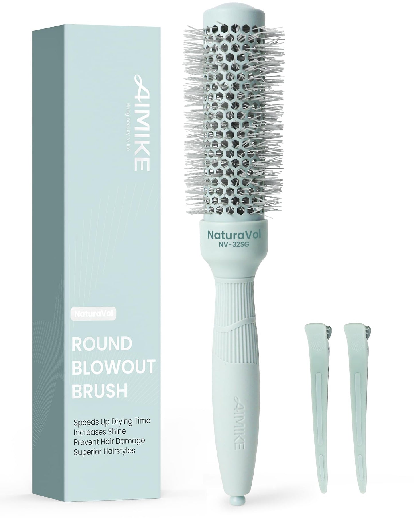 AIMIKE Round Hair Brush, Small Round Brush w/Nano Thermal Ceramic & Ionic Tech, Blow Dry Hair Brush for Salon-like Styling at Home, Maximum Volume and