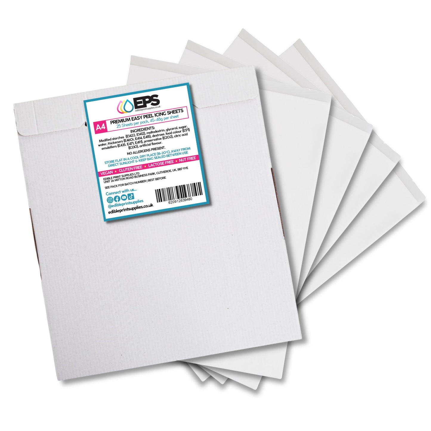 EPS Easy Peel A4 Premium Icing Sheets for Edible Printing - 25 Pack of Icing Sheets for Cake Toppers