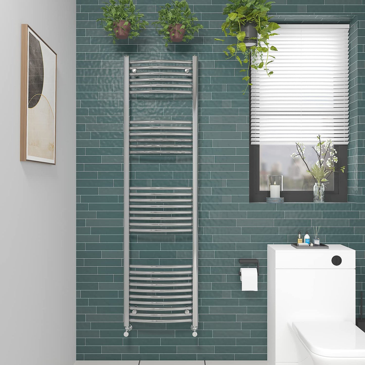 NRG Curved Chrome Bathroom Heated Towel Rail Radiator 1800x500mm