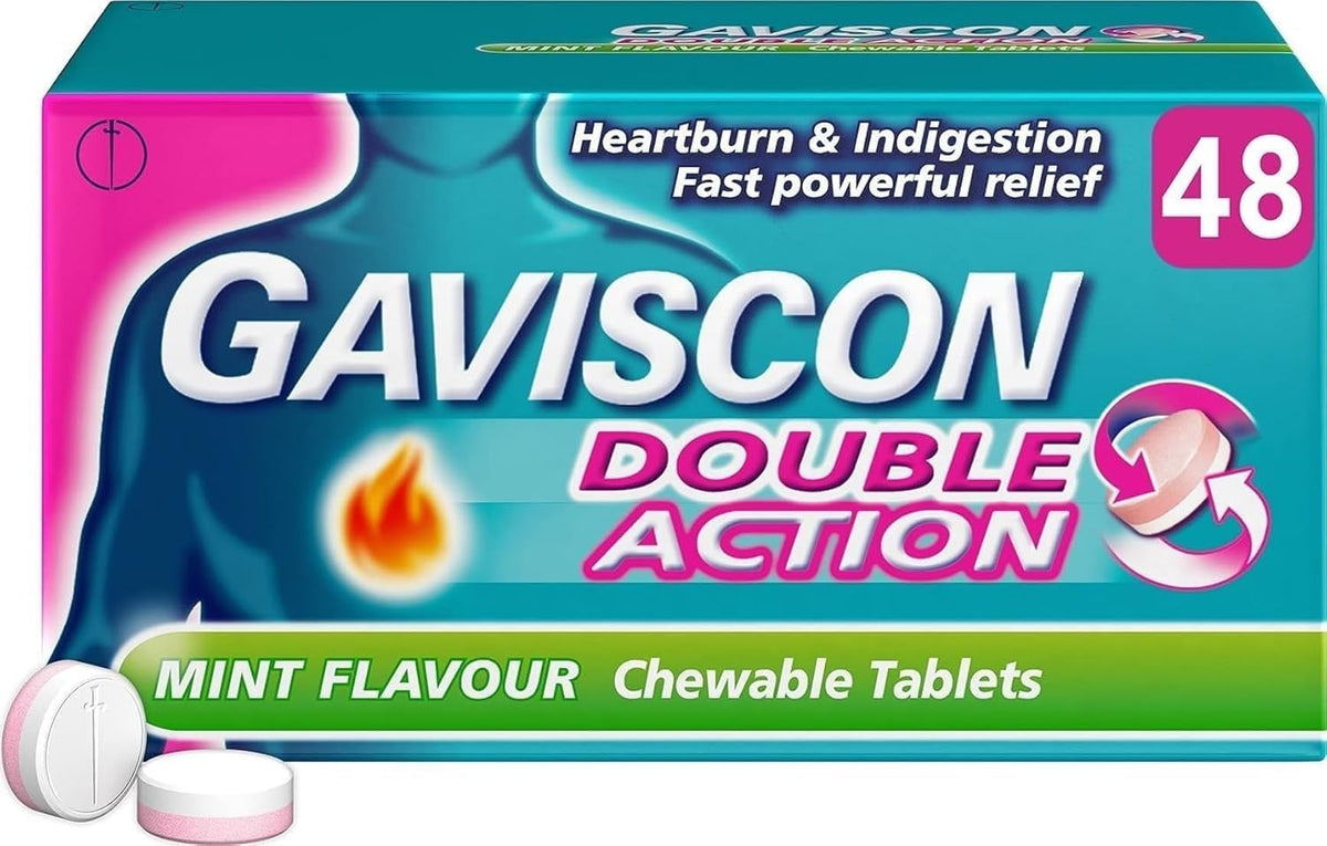 Gaviscon Double Action Mint Flavour Chewable Tablets, 48 Tablets use by 01/11/26, NEW