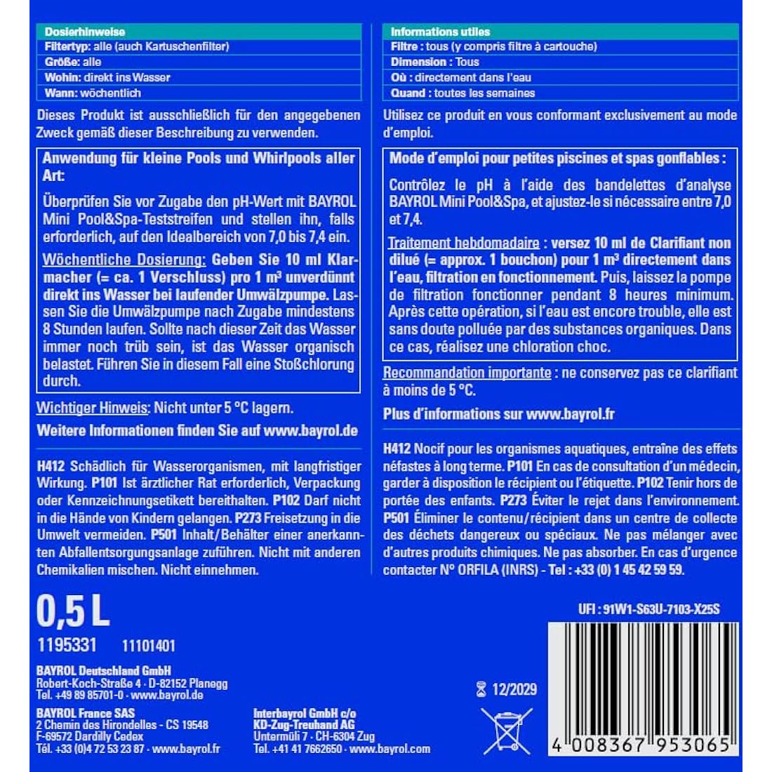 BAYROL - CLARIFIANT - 0,5L - 1195306