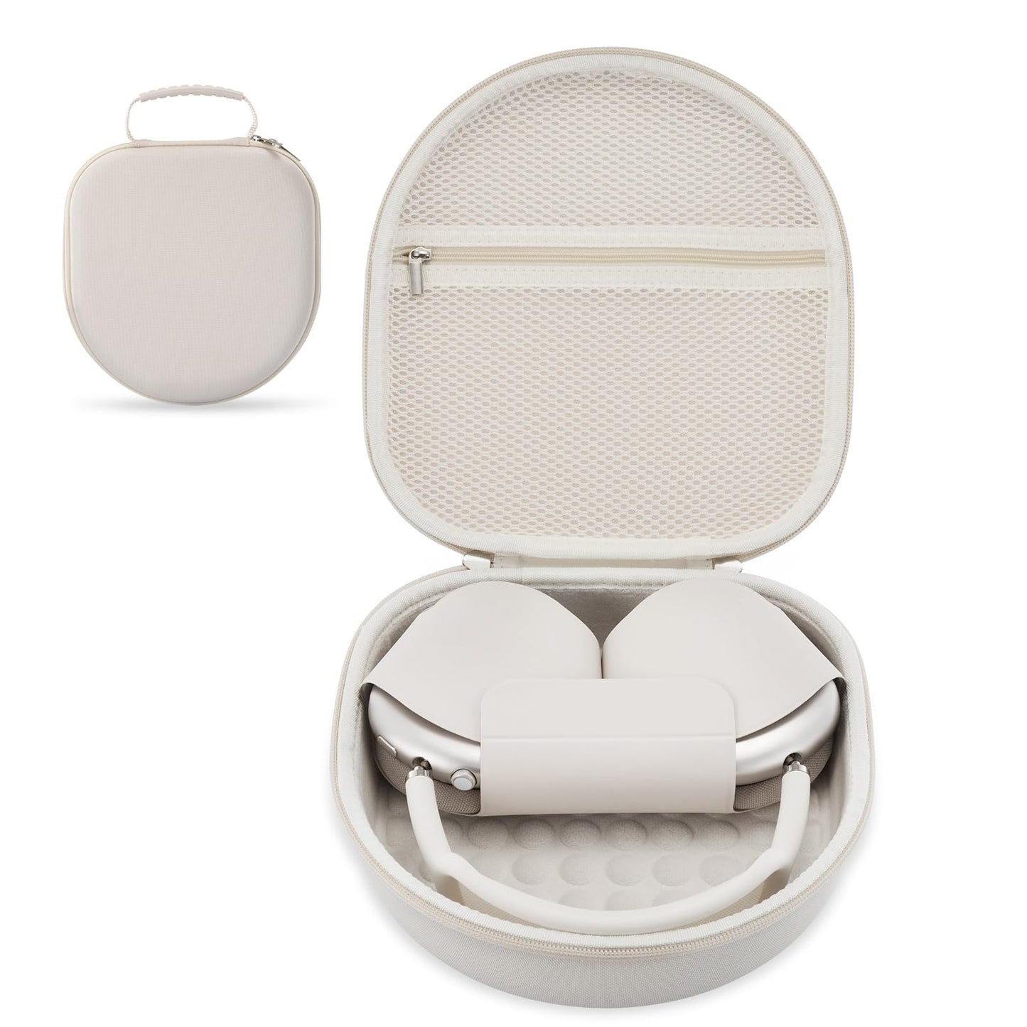 Case for Apple Airpods Max Headphones, Travel Portable Headphone Hard Case Cover Bag, Mesh Pouch with Zipper for Charger and Accessories (Starlight)