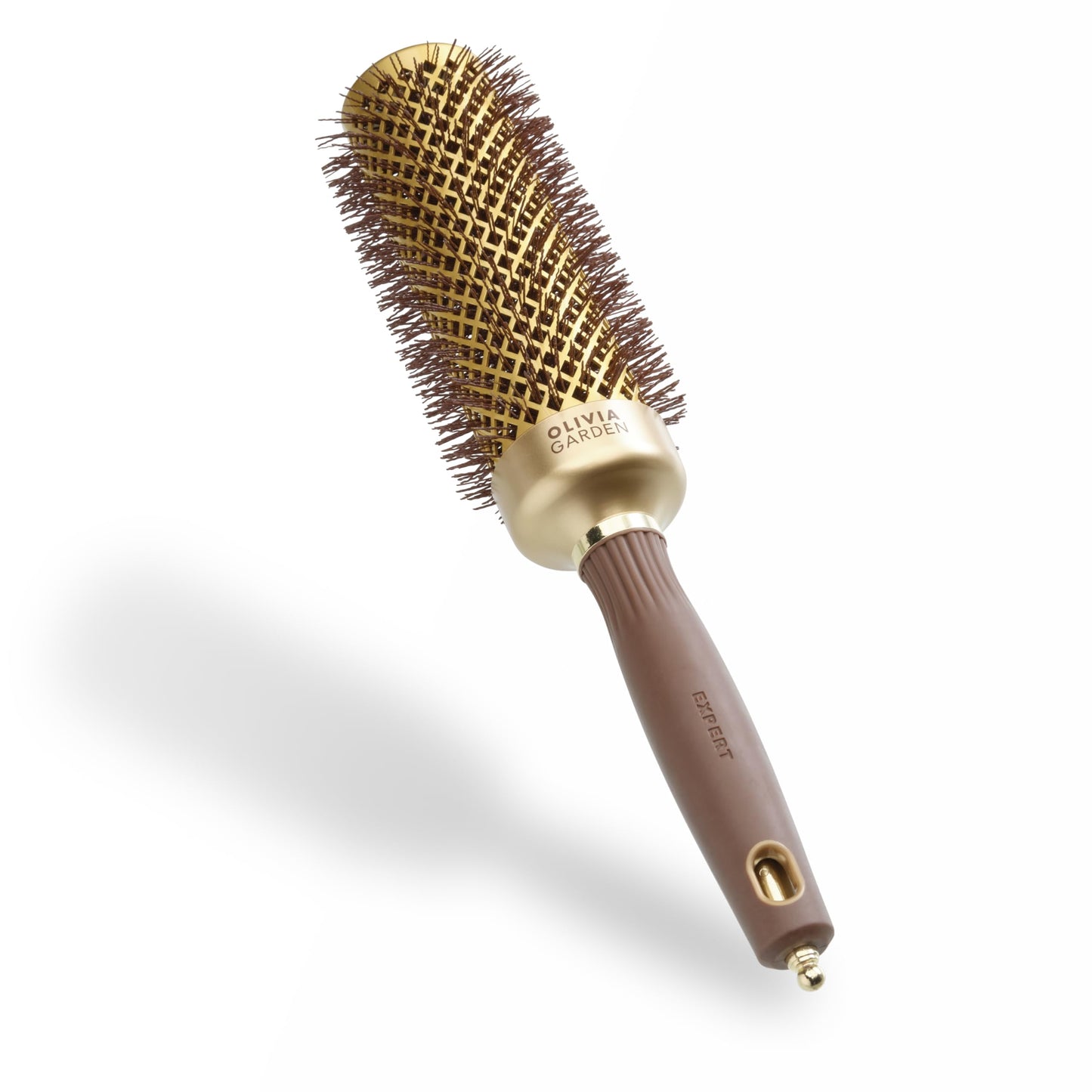 Olivia Garden Expert Blowout Speed ? Gold & Brown - 45 - Ceramic Coated Round Brush with Extra Long Barrel for 25% Faster Blowouts