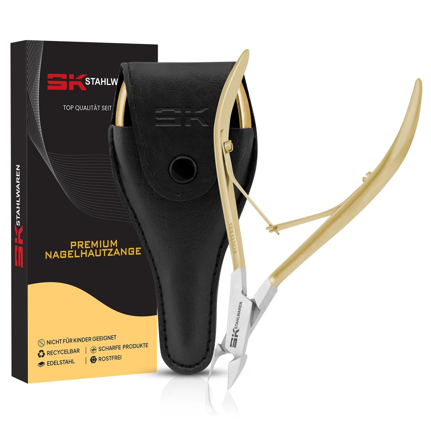 SK STAHLWAREN Cuticle Nippers Gold 11 cm Premium Stainless Steel Versatile with Sturdy Handle Extremely Smooth Sharp & Smooth Cut Cuticle Remover for