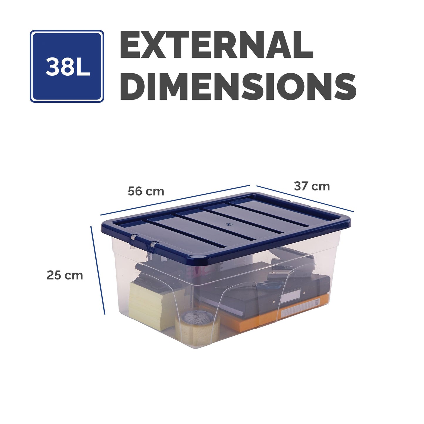 Bankers Box 38L Plastic Storage Box 3-Pack, BPA-Free & 100% Recycled Lids, Nesting & Stackable, Dust Cover Lid, 25x38x56cm