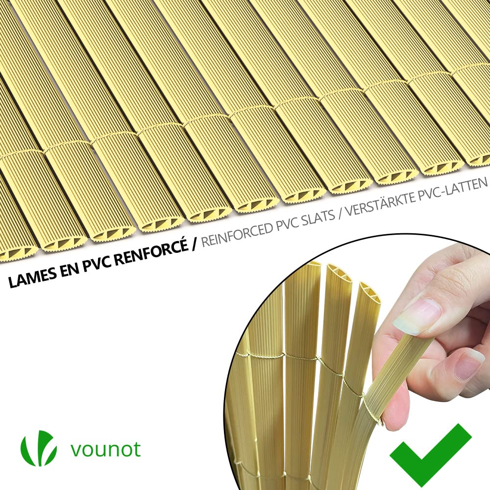 VOUNOT PVC Privacy Screening Fence 80 x 500 cm, Double Reinforced Struts Privacy Protection for Garden, Balcony and Terrace, Wind and Sun Protection
