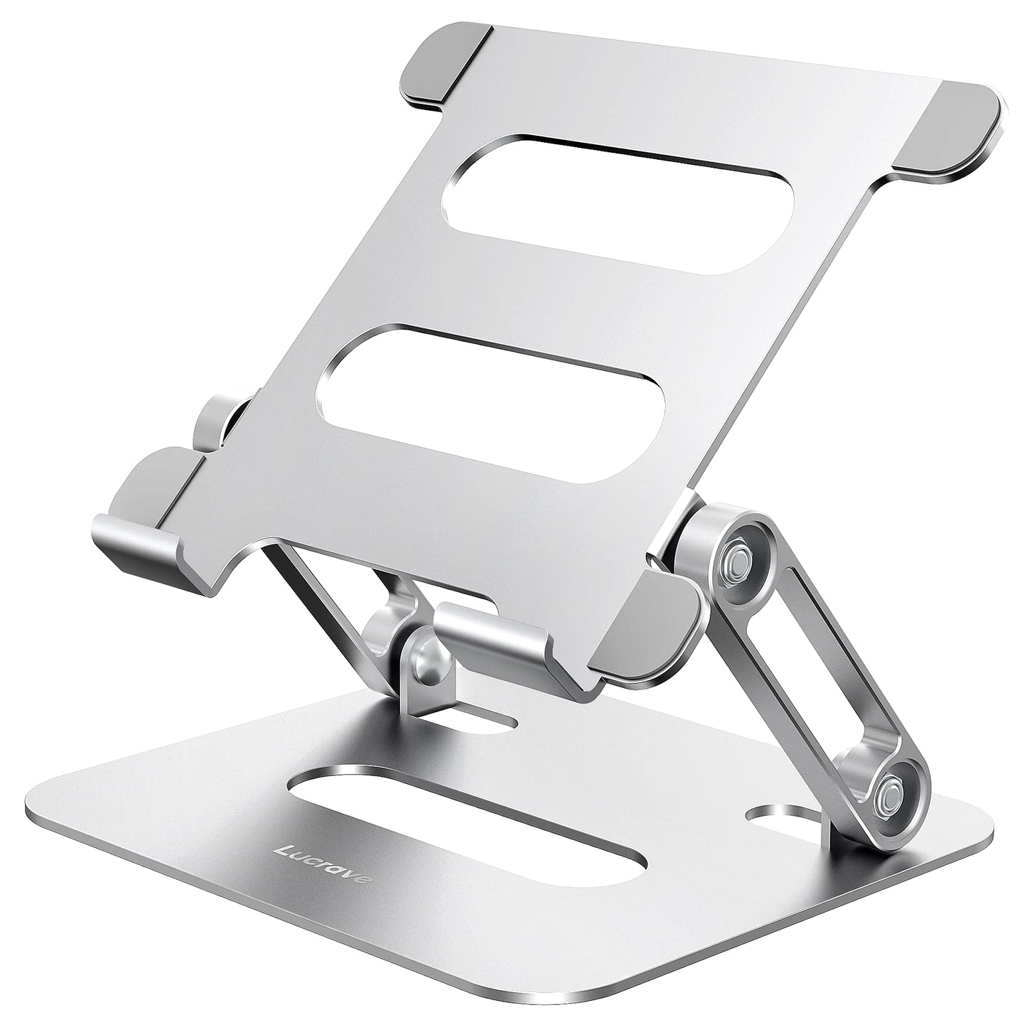 Lucrave Tablet Stand Holder for Desk, Adjustable Foldable Aluminum Desktop Stand Compatible with Tablet Such as iPad Pro 9.7, 10.5, 12.9 Air Mini 4 3