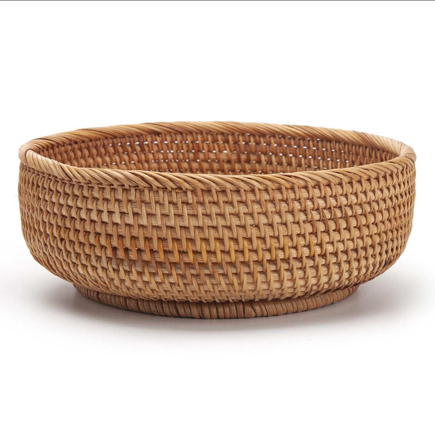 Round Rattan Storage Baskets Woven Fruit Bowls Wicker Key Holder Stackable for Kitchen Tabletop Shelf Natural Set of 3