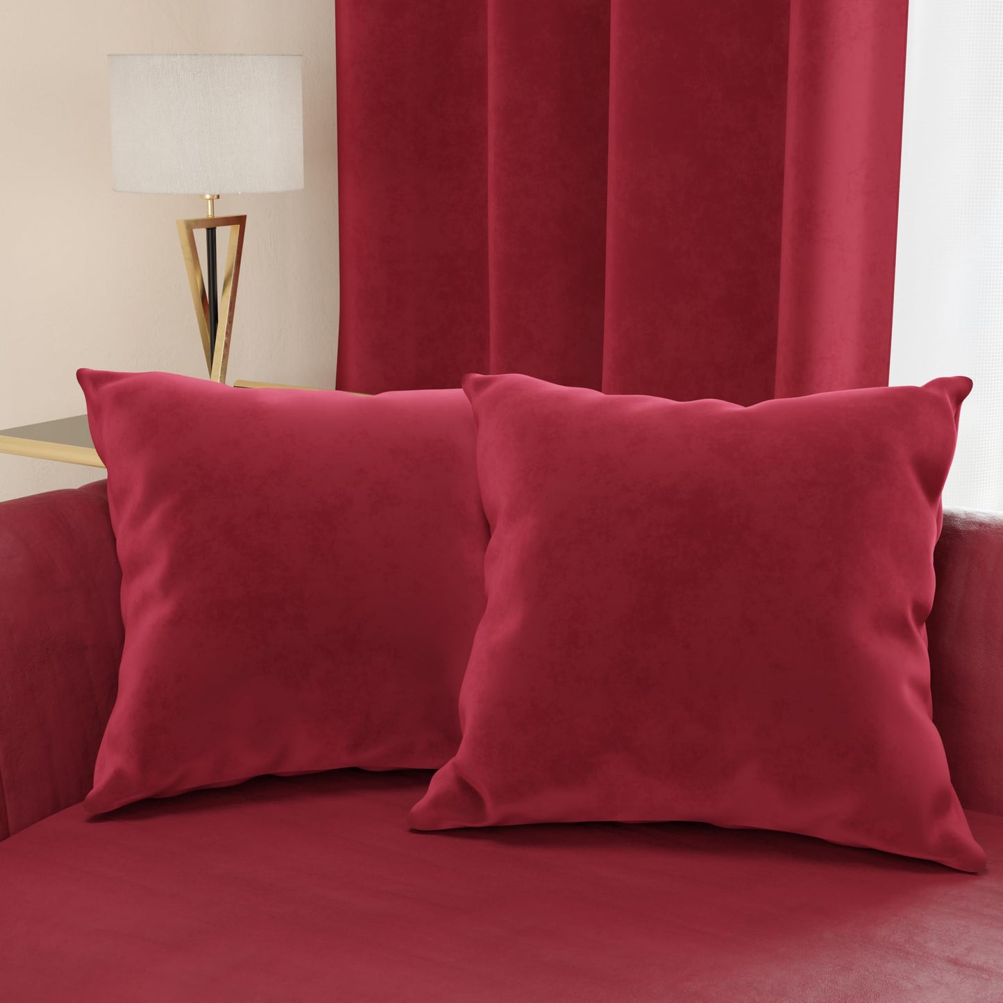 PETTI Artigiani Italiani - Velvet Cushions with Filling, Cushion for Bedroom, Sofa and Living Room with Pouch, 2 Pieces Burgundy - 50 x 50 cm