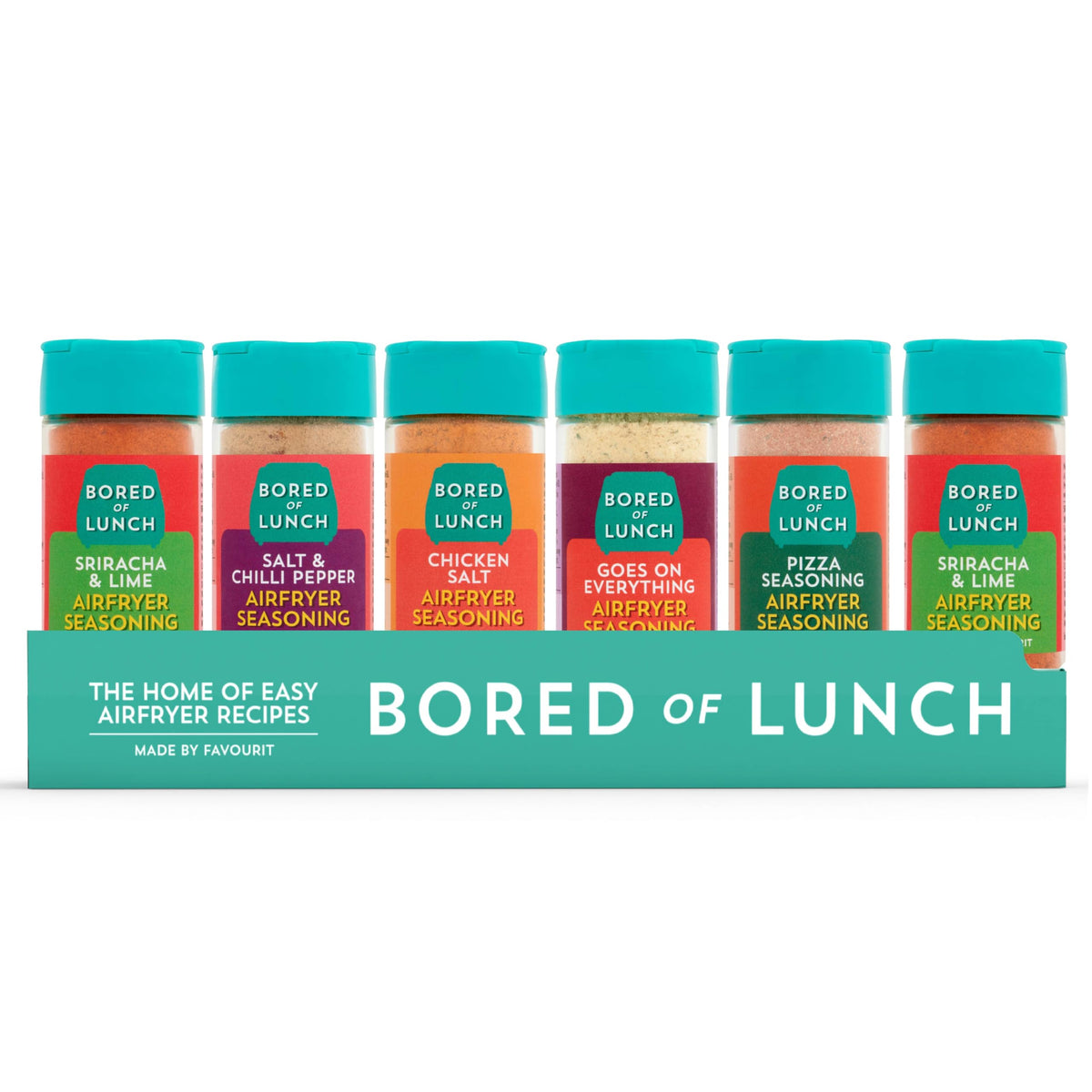 Bored of Lunch Air Fryer Seasonings 6 Pack | From Author Nathan Anthony AKA Boredoflunch | 5 Different Unique Flavours - Air Fryer Cooking Kit | UK