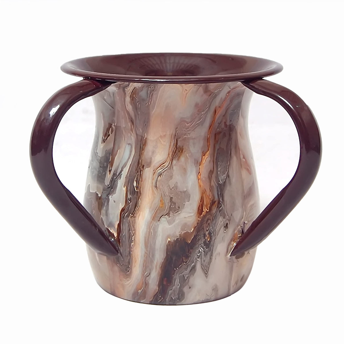 Fenzo Judaica Hand Wash Cup Netilat Yadayim Last Water 2 Handle Shabbat/Shabbat Judaica Gift for Rosh Hashanah Brown Judaica Hand Wash Cup Netilat