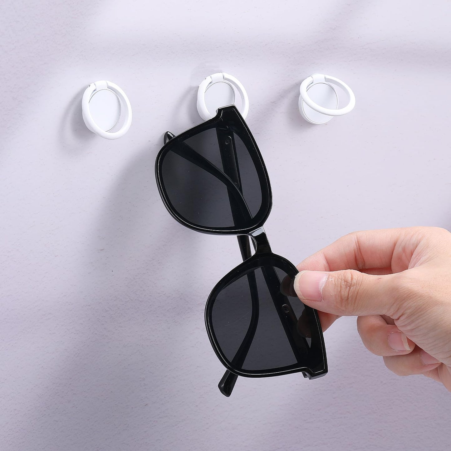 8 Pack Sunglass Organizer Wall Round Wall Mounted Sunglass Holder Hanging Sunglasses Organizer Eyeglass Holder White Sunglass Holder for Wall