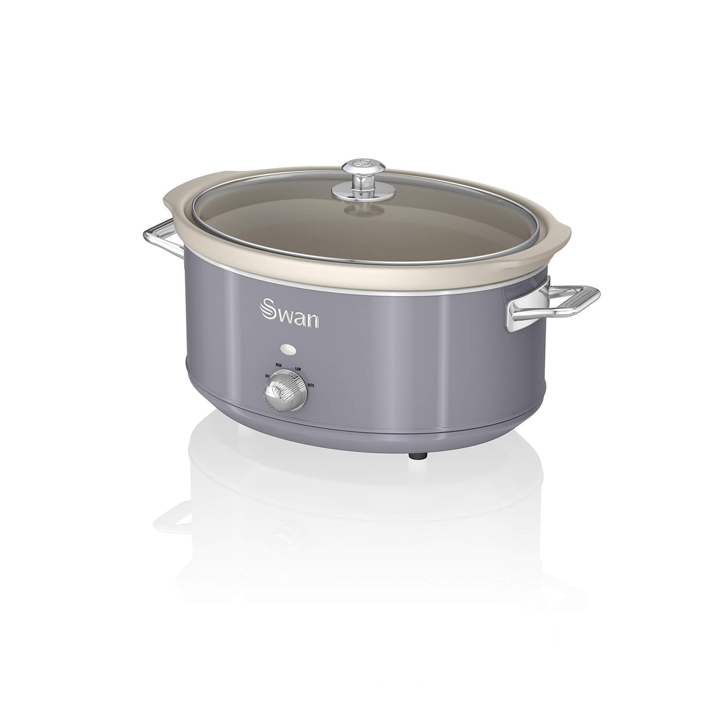 Swan SF17031GRN Retro Slow Cooker with 3 Temperature Settings, Keep Warm Function, 6.5L, 320W, Retro Grey